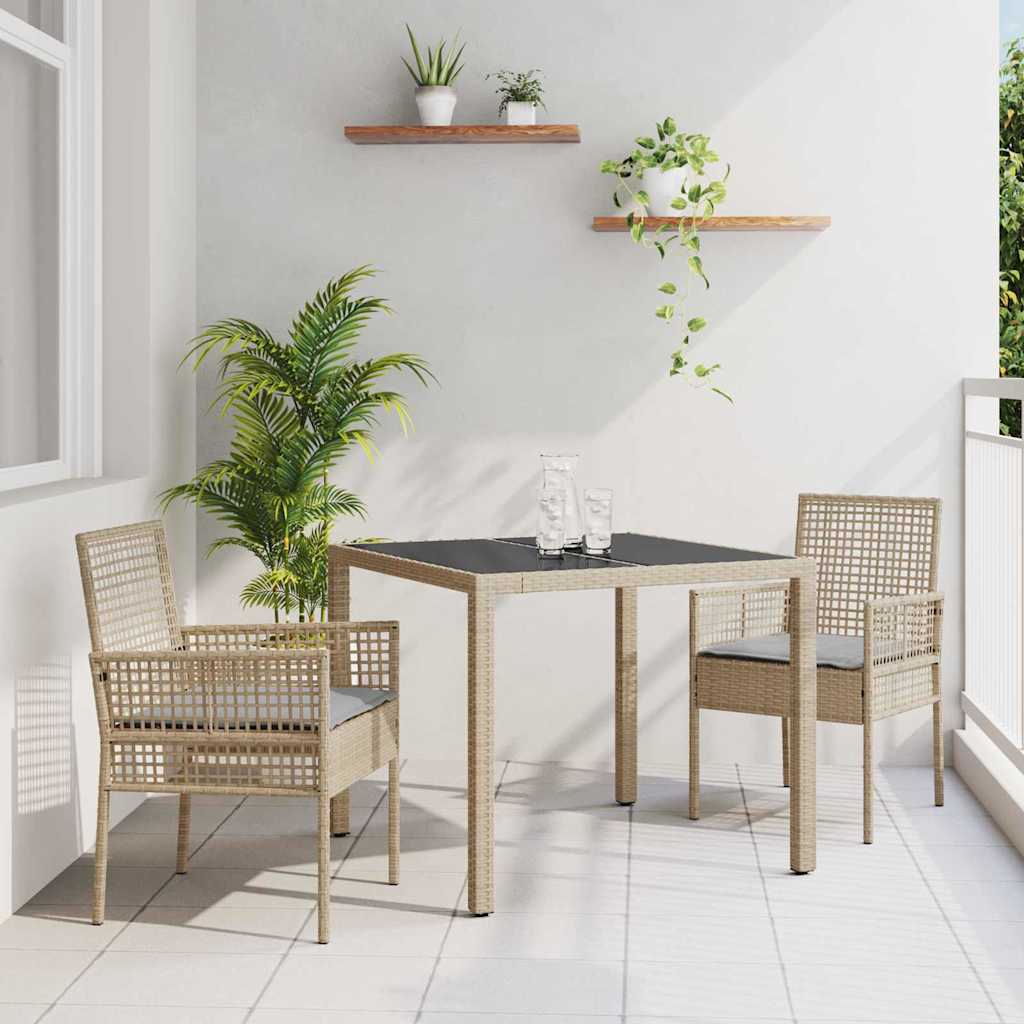 Conjunto de Jantar de Jardim 11 Peças Bege Vime Sintético