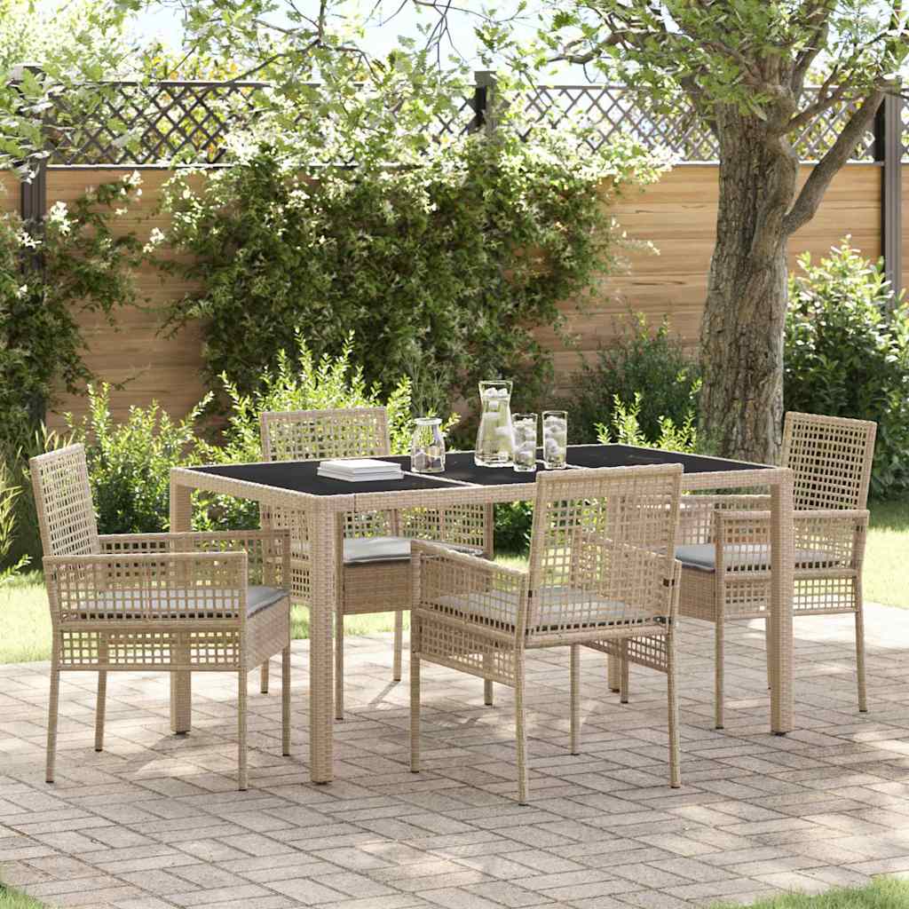 Conjunto de Jantar de Jardim 11 Peças Bege Vime Sintético