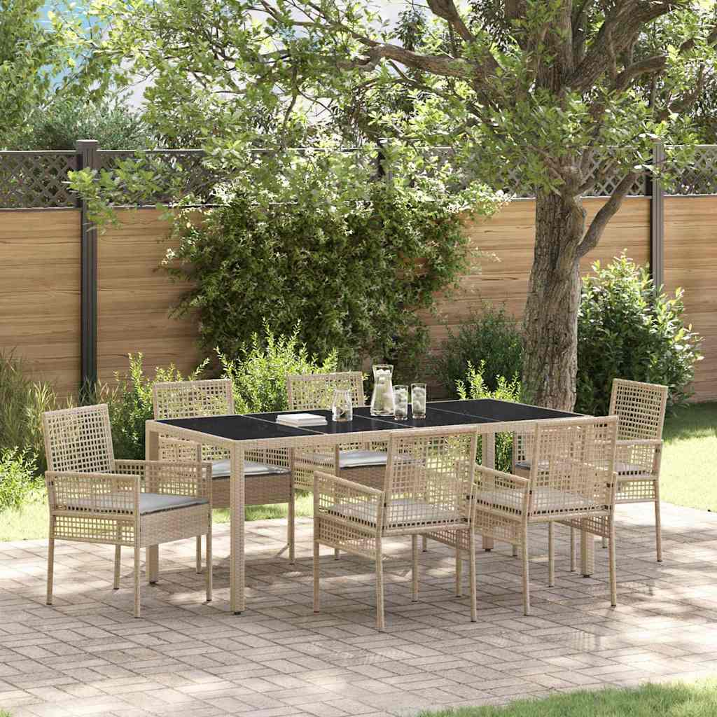 Conjunto de Jantar de Jardim 11 Peças Bege Vime Sintético