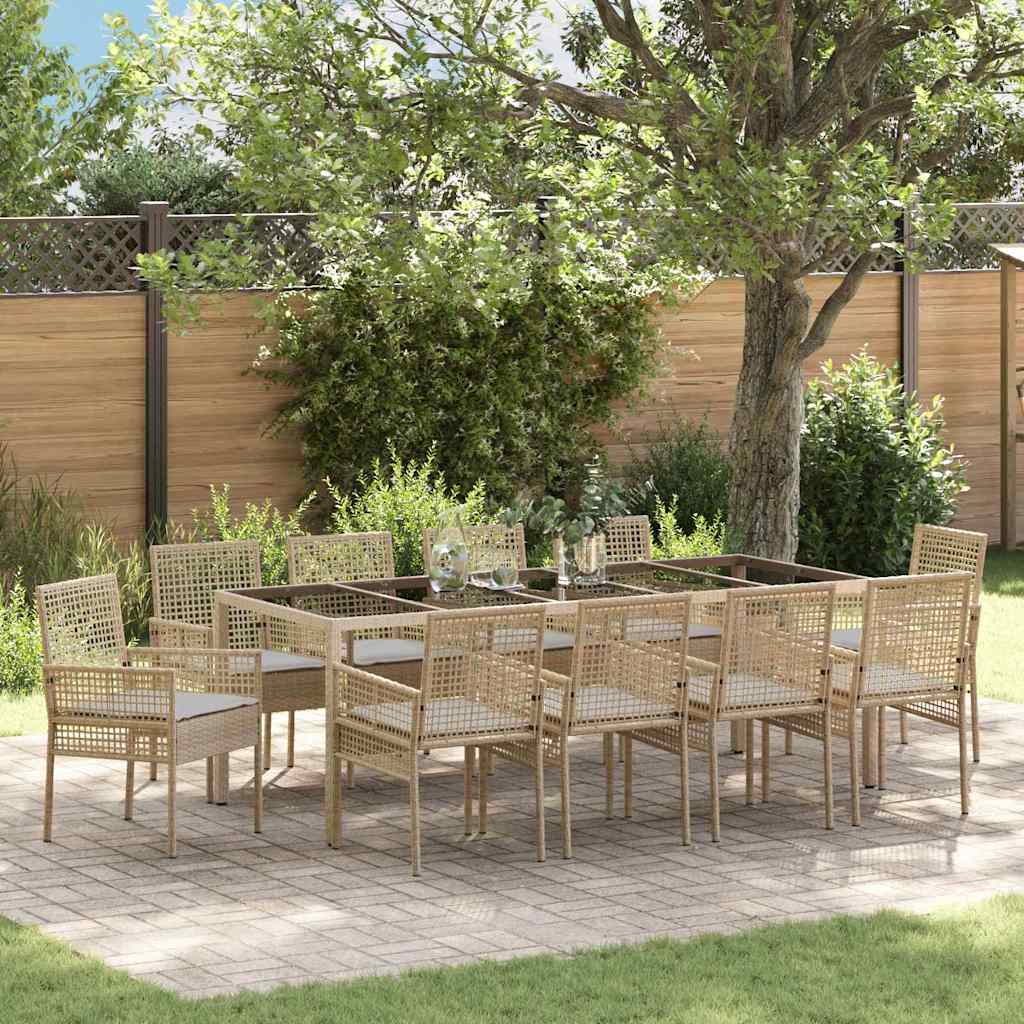 Conjunto de Comedor de Jardín 11 pcs Beige ratán sintético