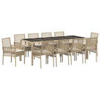 Conjunto de Comedor de Jardín 11 pcs Beige ratán sintético