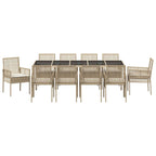 Conjunto de Comedor de Jardín 11 pcs Beige ratán sintético