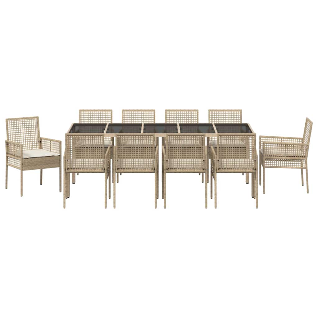 Conjunto de Comedor de Jardín 11 pcs Beige ratán sintético