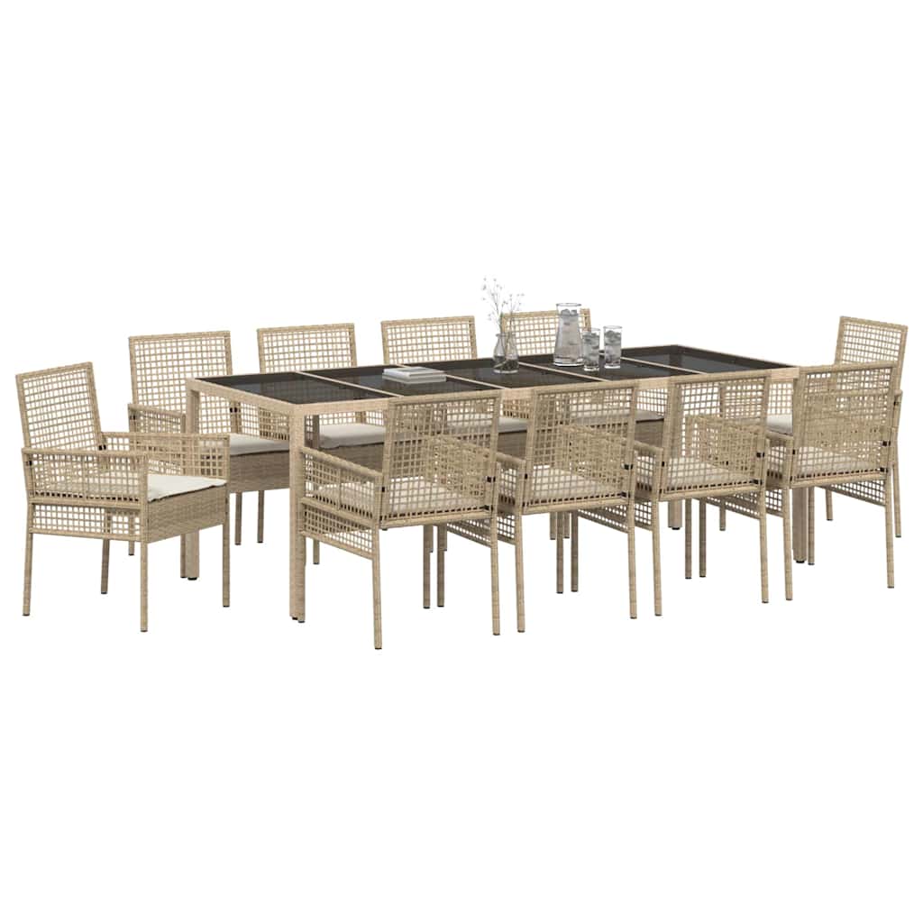 Conjunto de Comedor de Jardín 11 pcs Beige ratán sintético