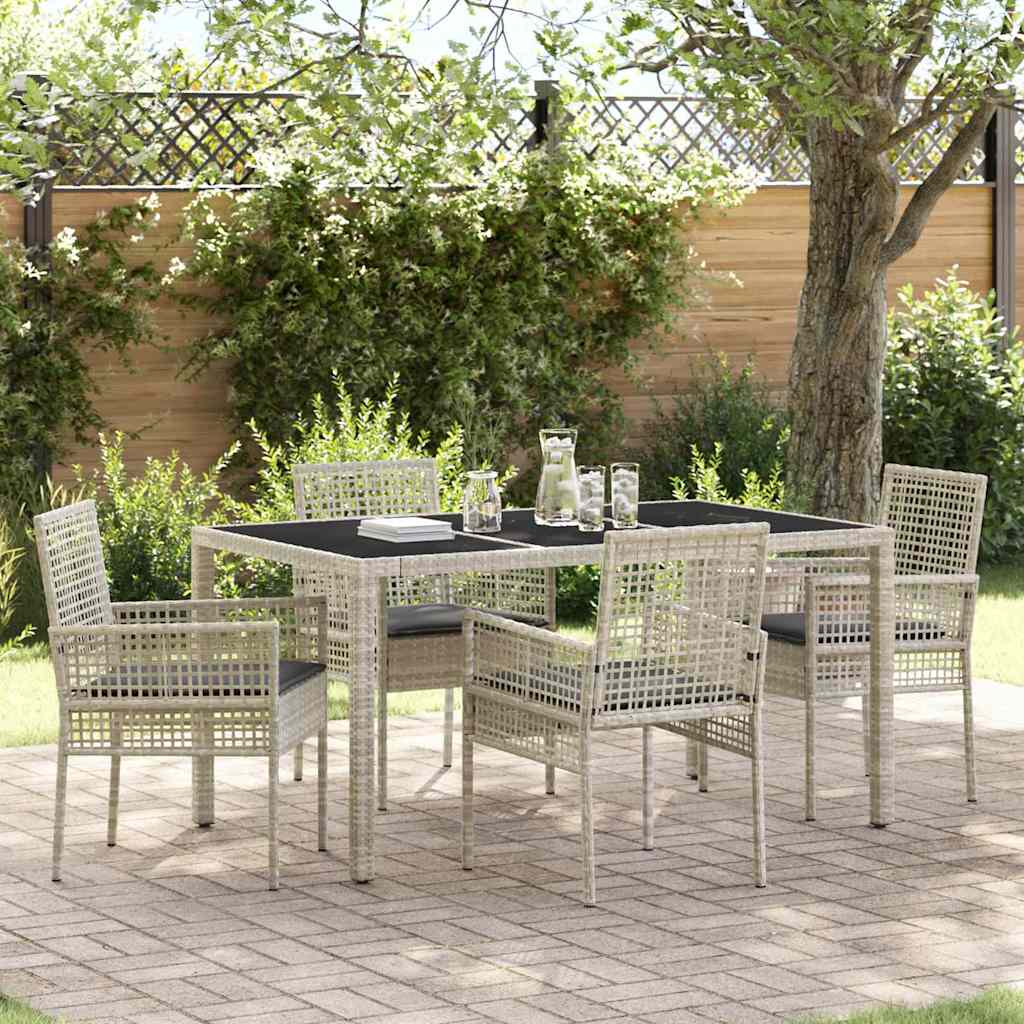 Conjunto de Jantar de Jardim 11 Peças Bege Vime Sintético