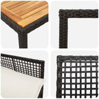 Conjunto de Comedor de Jardín 3 pcs Negro ratán sintético