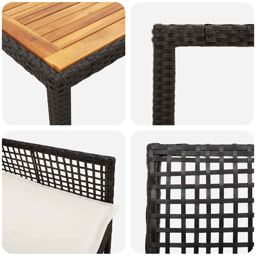 Conjunto de Comedor de Jardín 3 pcs Negro ratán sintético