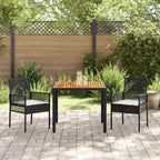 Conjunto de Comedor de Jardín 3 pcs Negro ratán sintético