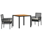 Conjunto de Comedor de Jardín 3 pcs Negro ratán sintético
