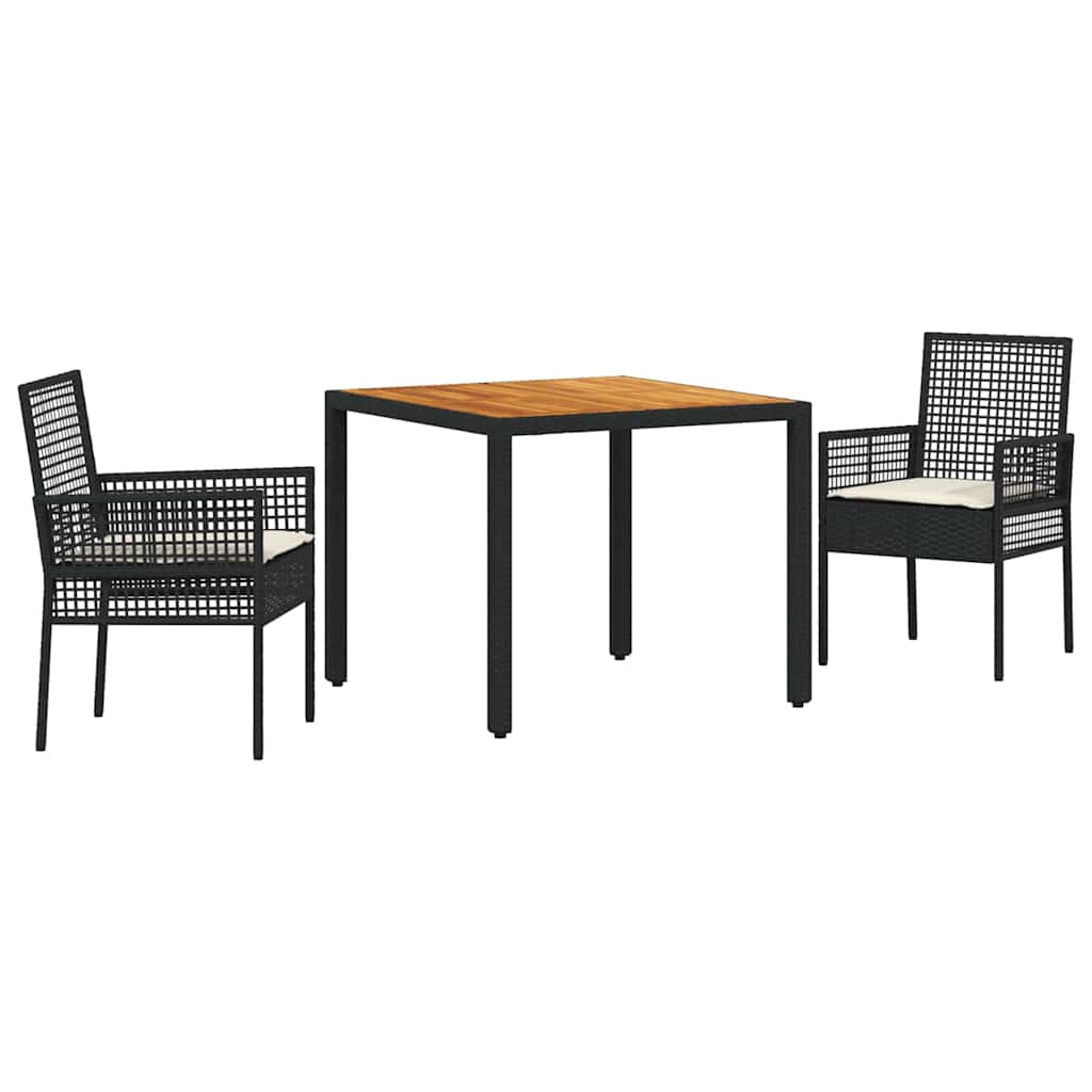 Conjunto de Comedor de Jardín 3 pcs Negro ratán sintético
