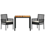 Conjunto de Comedor de Jardín 3 pcs Negro ratán sintético