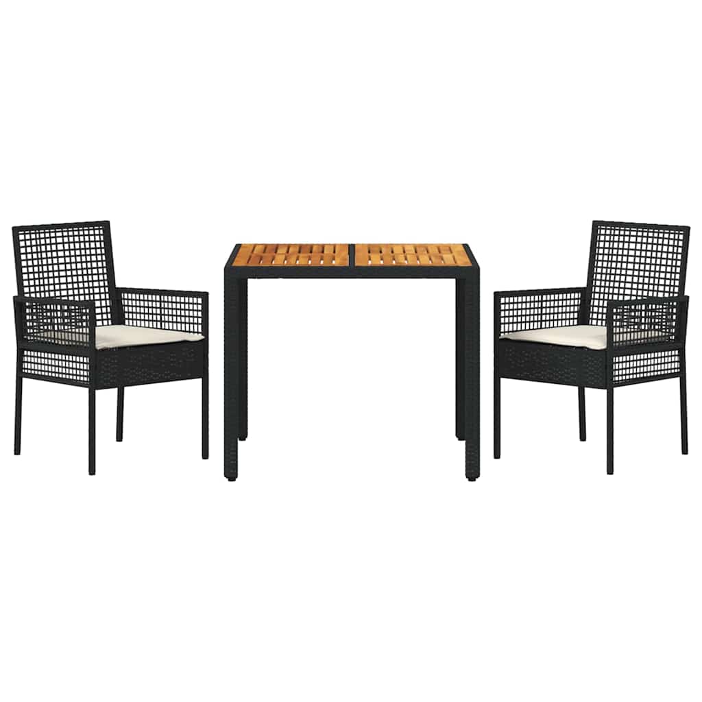 Conjunto de Comedor de Jardín 3 pcs Negro ratán sintético