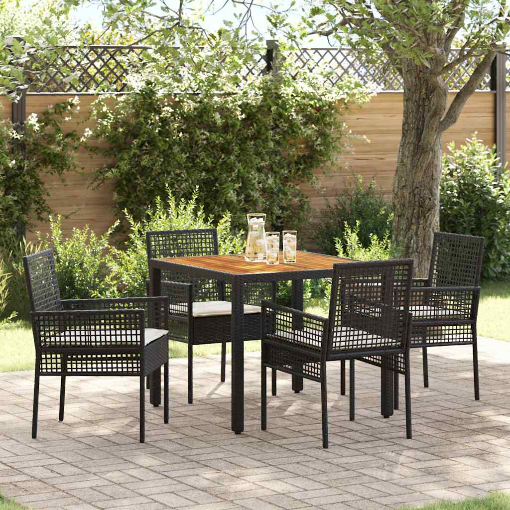 Conjunto de Comedor de Jardín 5 pcs Negro ratán sintético