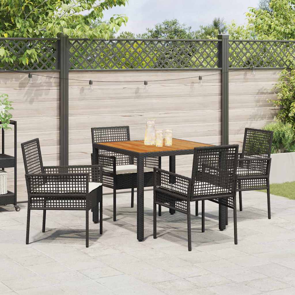 Conjunto de Comedor de Jardín 5 pcs Negro ratán sintético