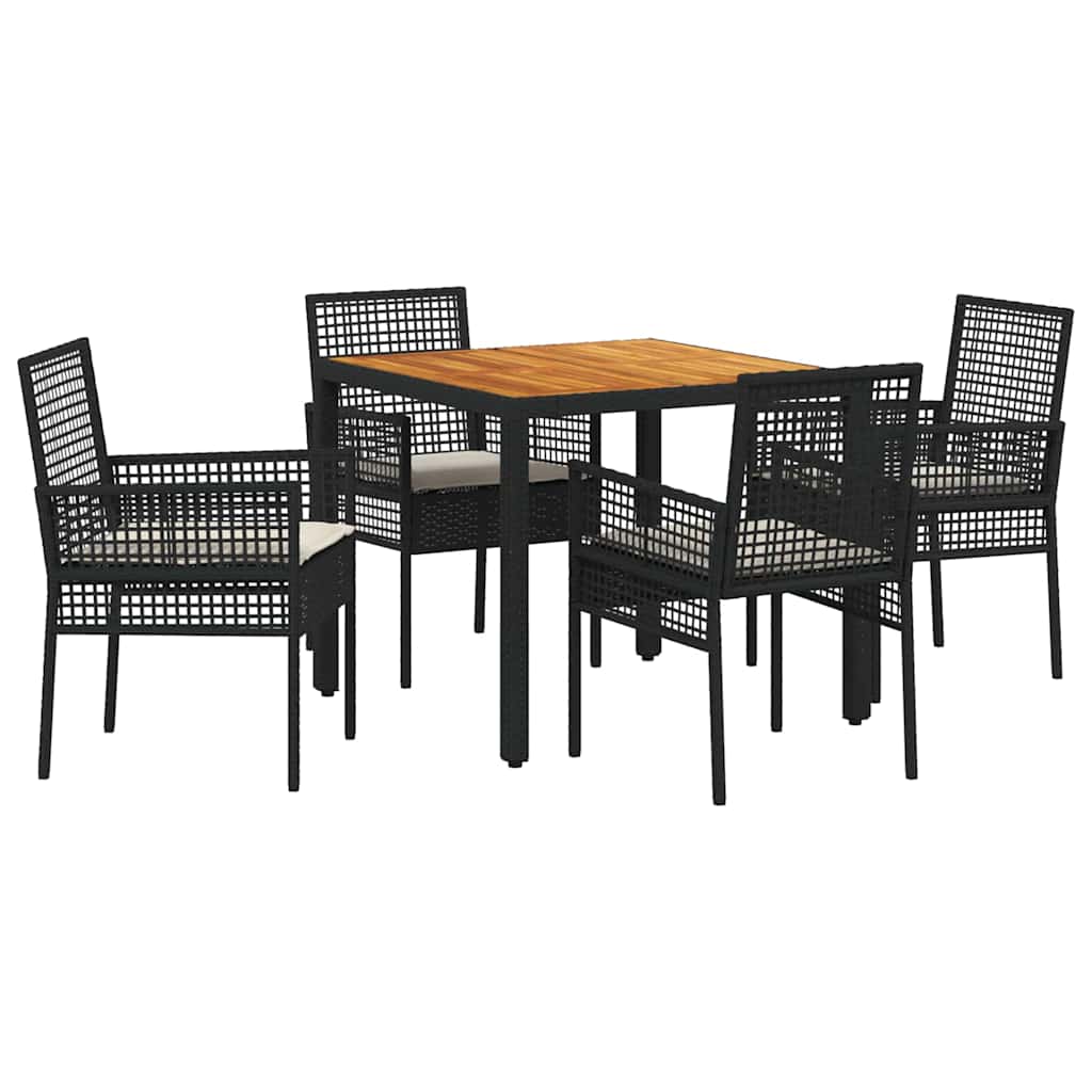 Conjunto de Comedor de Jardín 5 pcs Negro ratán sintético