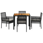Conjunto de Comedor de Jardín 5 pcs Negro ratán sintético