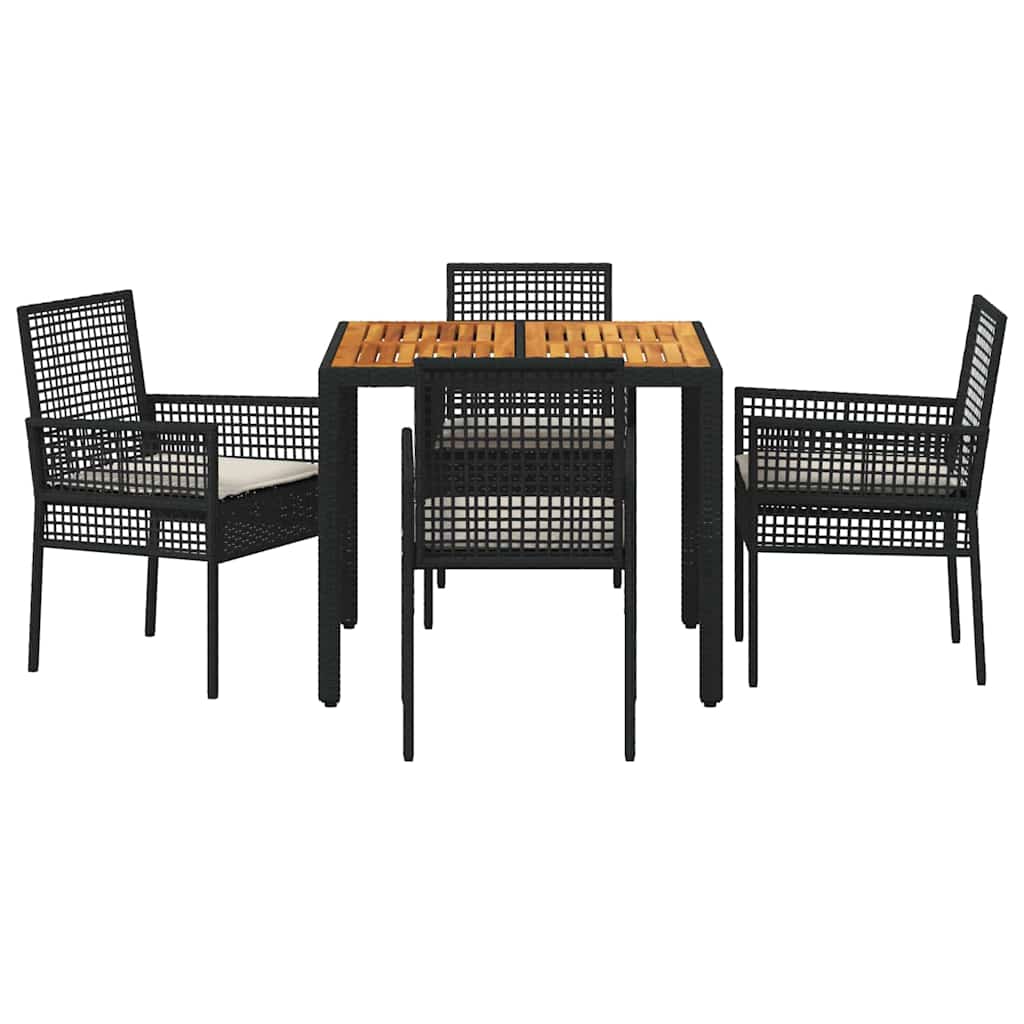 Conjunto de Comedor de Jardín 5 pcs Negro ratán sintético