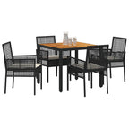 Conjunto de Comedor de Jardín 5 pcs Negro ratán sintético
