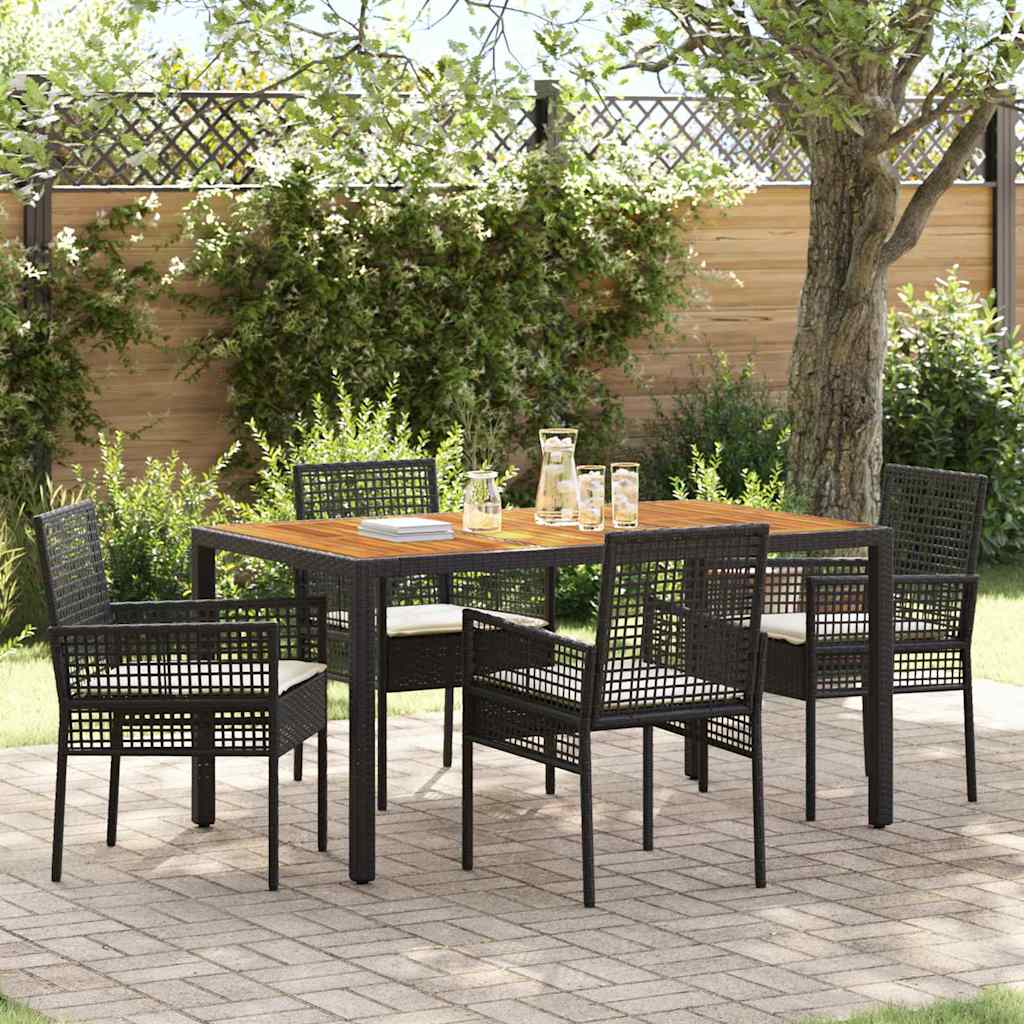 Conjunto de Comedor de Jardín 5 pcs Negro ratán sintético