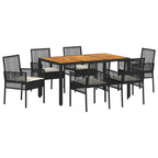 Conjunto de Comedor de Jardín 7 pcs Negro ratán sintético