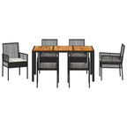 Conjunto de Comedor de Jardín 7 pcs Negro ratán sintético