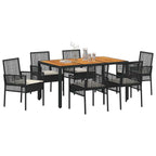 Conjunto de Comedor de Jardín 7 pcs Negro ratán sintético