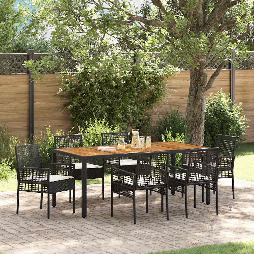 Conjunto de Comedor de Jardín 7 pcs Negro ratán sintético