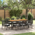 Conjunto de Comedor de Jardín 9 pcs Negro ratán sintético