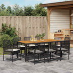 Conjunto de Comedor de Jardín 9 pcs Negro ratán sintético