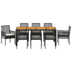 Conjunto de Comedor de Jardín 9 pcs Negro ratán sintético