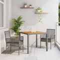 Conjunto de Comedor de Jardín 3 pcs Gris Claro ratán sintético