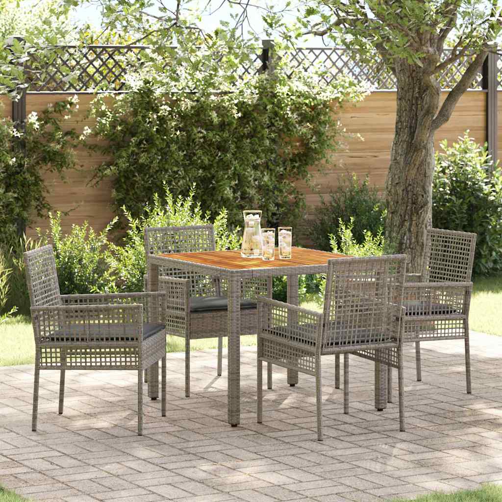 Conjunto de Comedor de Jardín 5 pcs Gris Claro ratán sintético