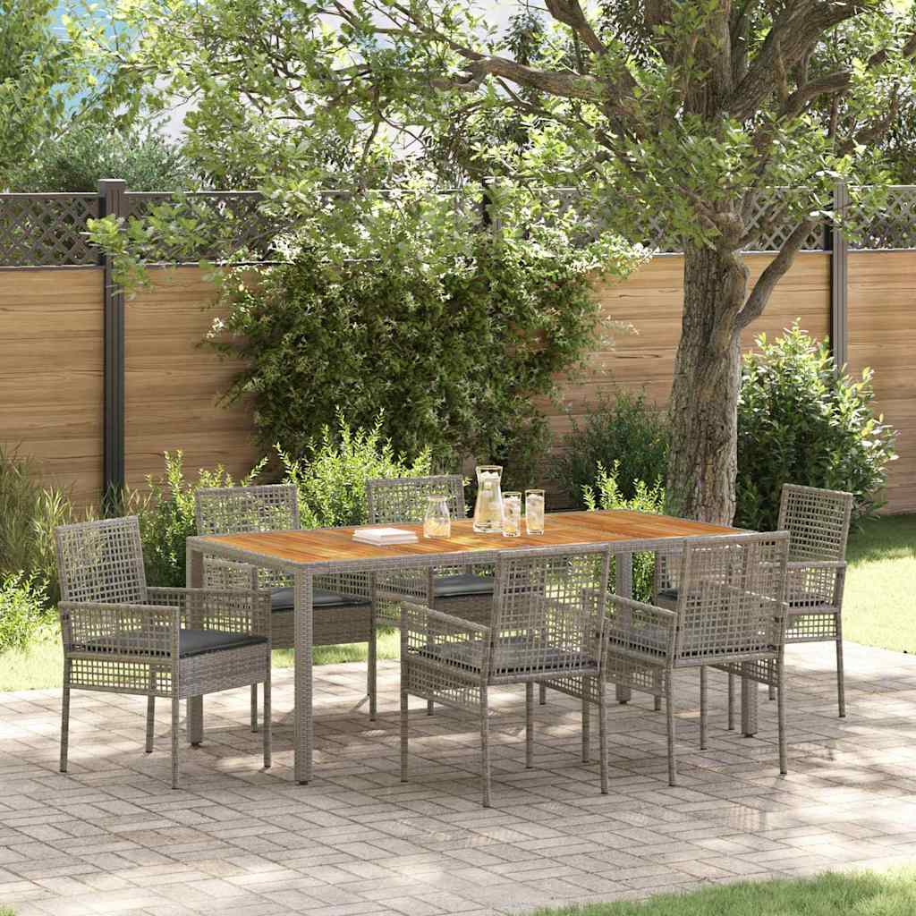 Conjunto de Comedor de Jardín 7 pcs Gris Claro ratán sintético