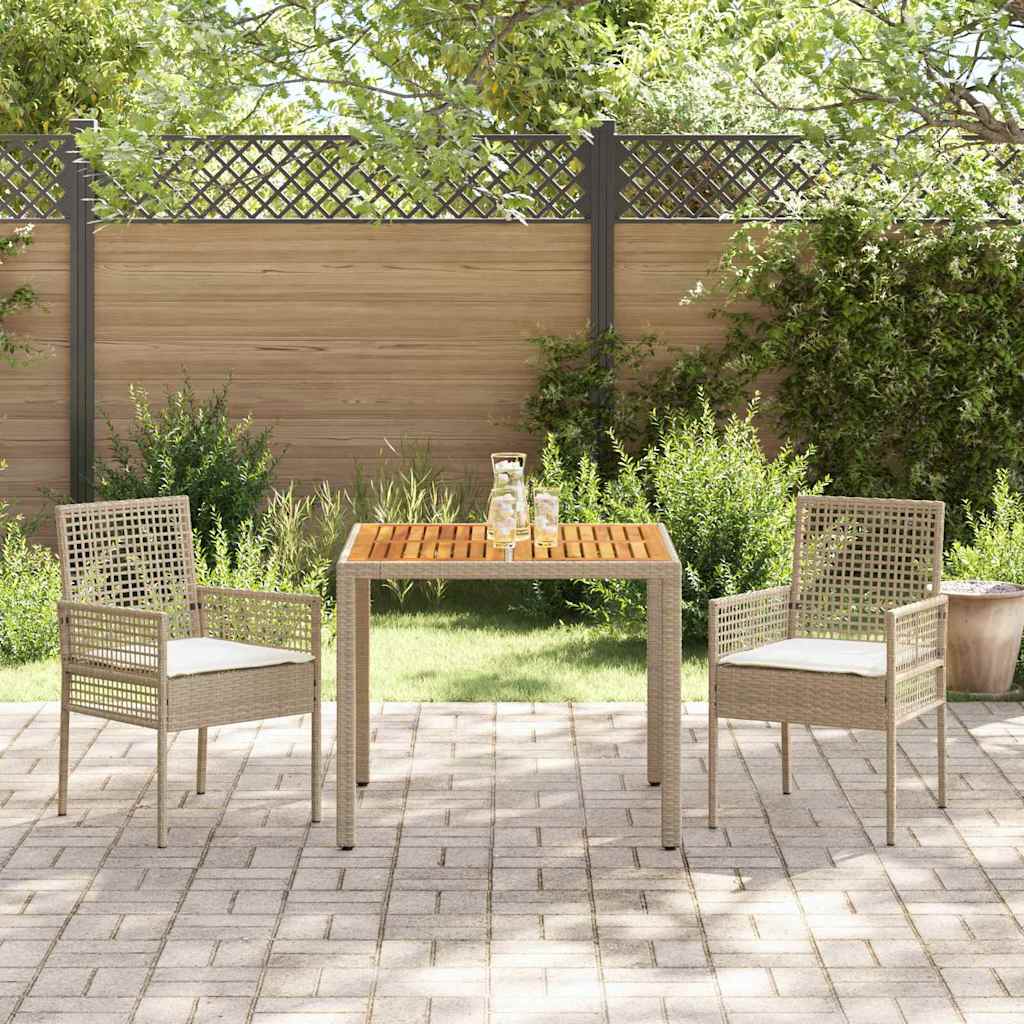 Conjunto de Comedor de Jardín 3 pcs Beige ratán sintético
