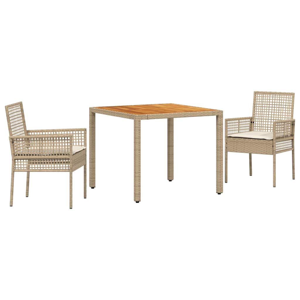 Conjunto de Comedor de Jardín 3 pcs Beige ratán sintético