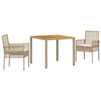 Conjunto de Comedor de Jardín 3 pcs Beige ratán sintético