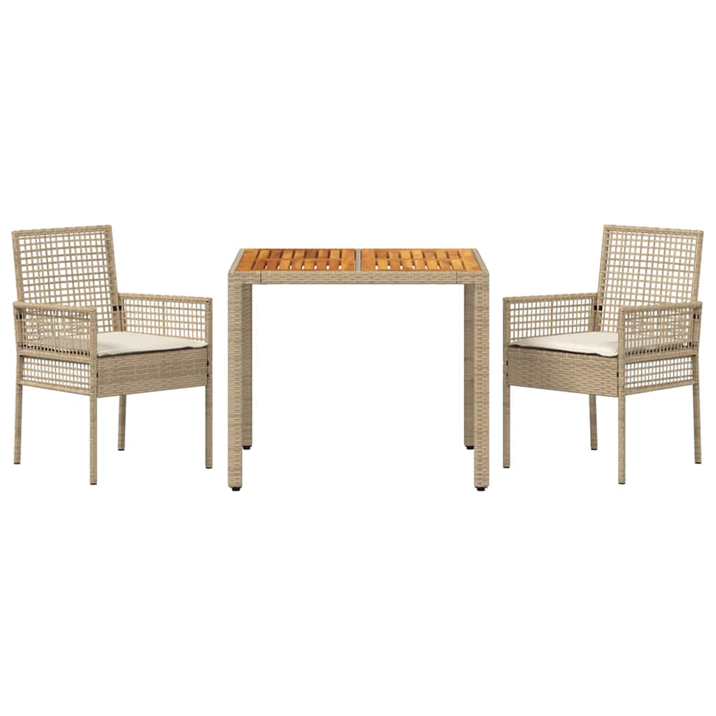 Conjunto de Comedor de Jardín 3 pcs Beige ratán sintético