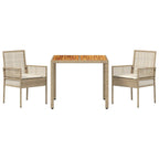 Conjunto de Comedor de Jardín 3 pcs Beige ratán sintético