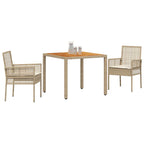 Conjunto de Comedor de Jardín 3 pcs Beige ratán sintético