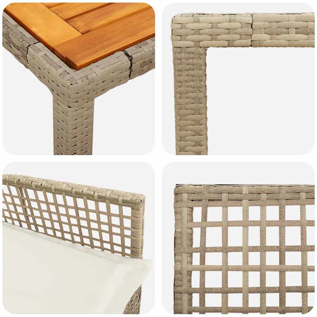 Conjunto de Comedor de Jardín 5 pcs Beige ratán sintético
