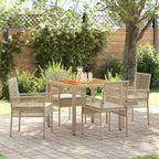 Conjunto de Comedor de Jardín 5 pcs Beige ratán sintético