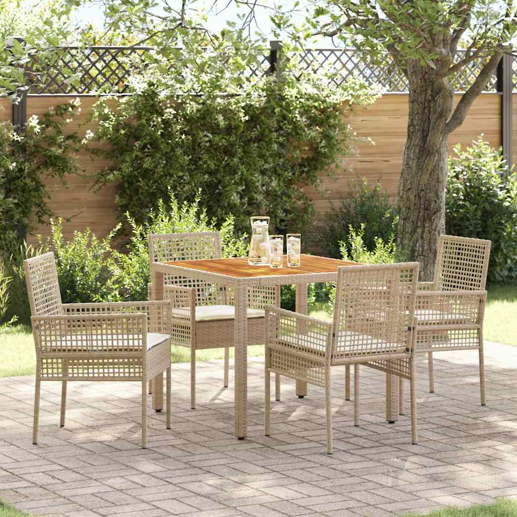 Conjunto de Comedor de Jardín 5 pcs Beige ratán sintético