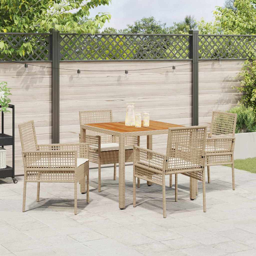 Conjunto de Comedor de Jardín 5 pcs Beige ratán sintético