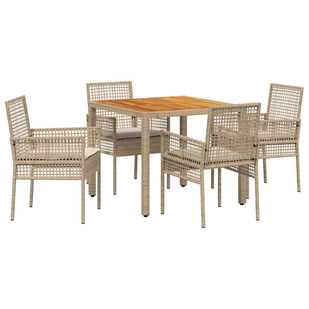 Conjunto de Comedor de Jardín 5 pcs Beige ratán sintético