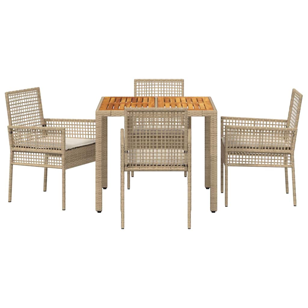 Conjunto de Comedor de Jardín 5 pcs Beige ratán sintético