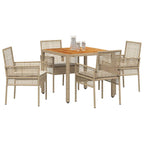 Conjunto de Comedor de Jardín 5 pcs Beige ratán sintético