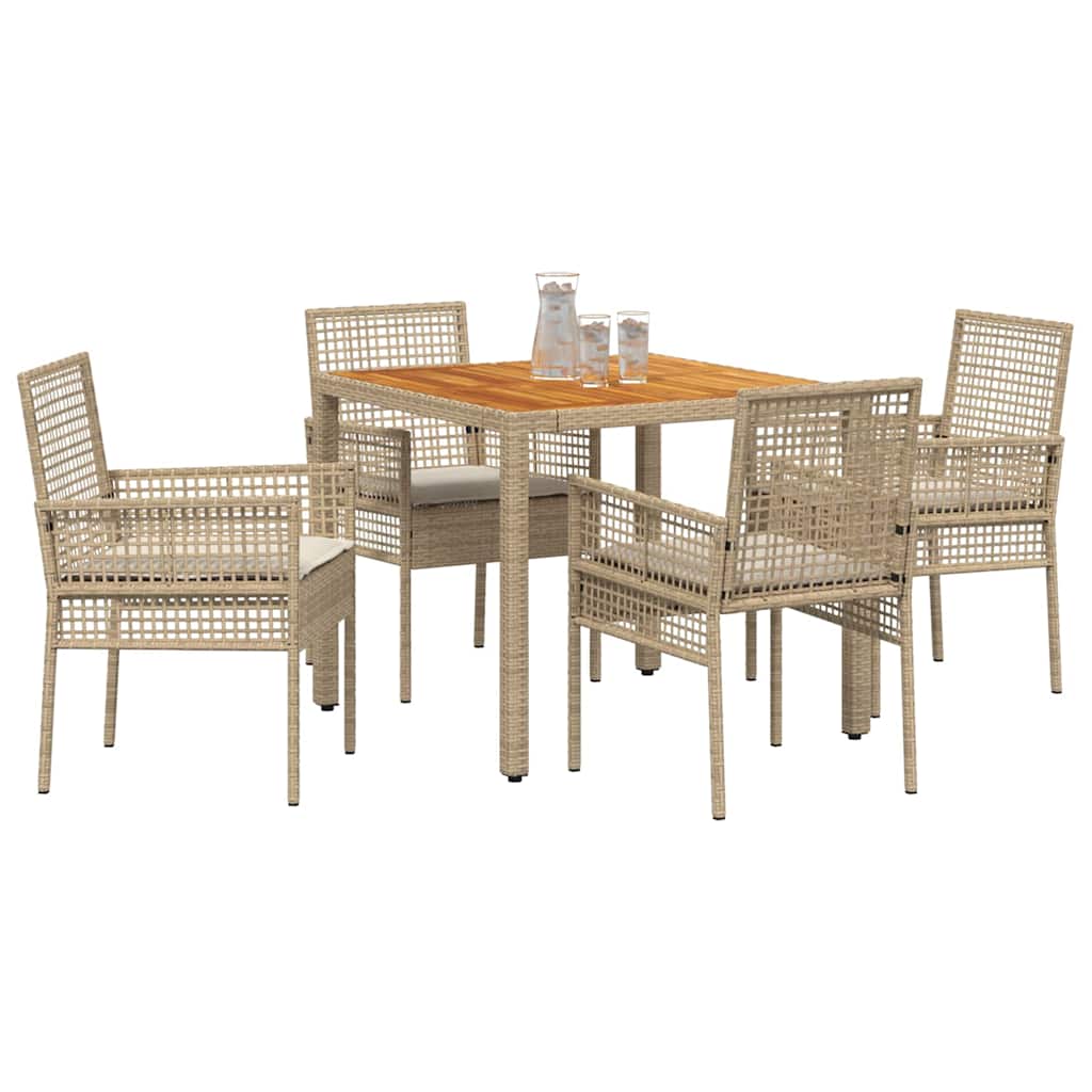 Conjunto de Comedor de Jardín 5 pcs Beige ratán sintético