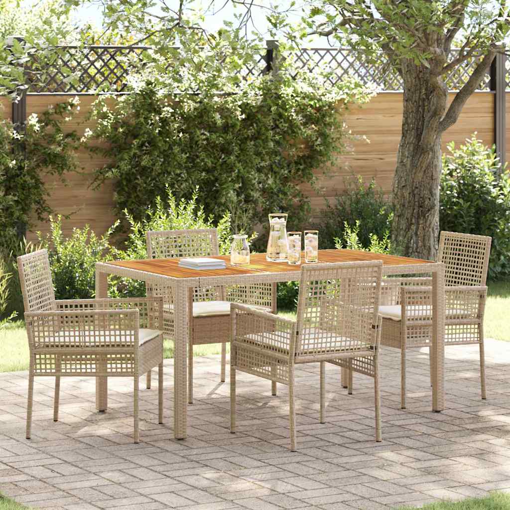 Conjunto de Comedor de Jardín 5 pcs Beige ratán sintético