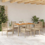 Conjunto de Comedor de Jardín 7 pcs Beige ratán sintético