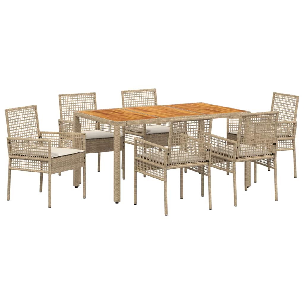 Conjunto de Comedor de Jardín 7 pcs Beige ratán sintético